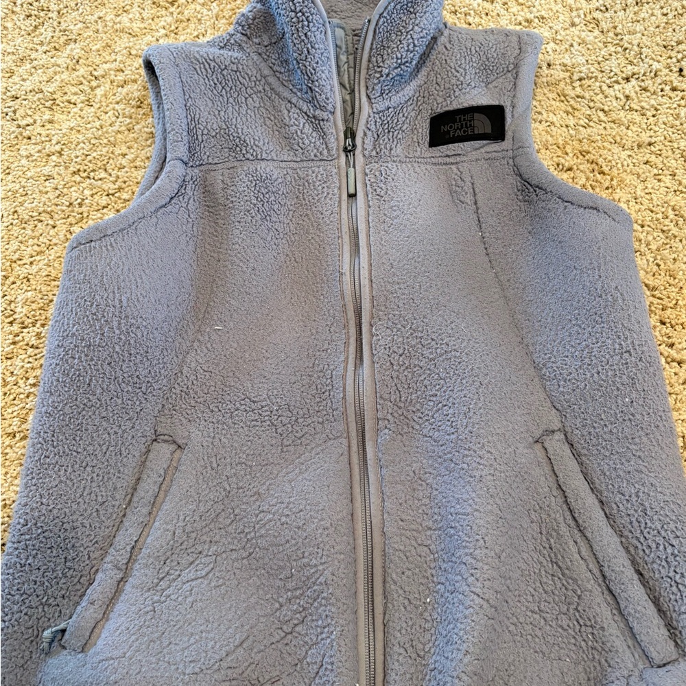 The North Face Light Gray Sherpa Vest